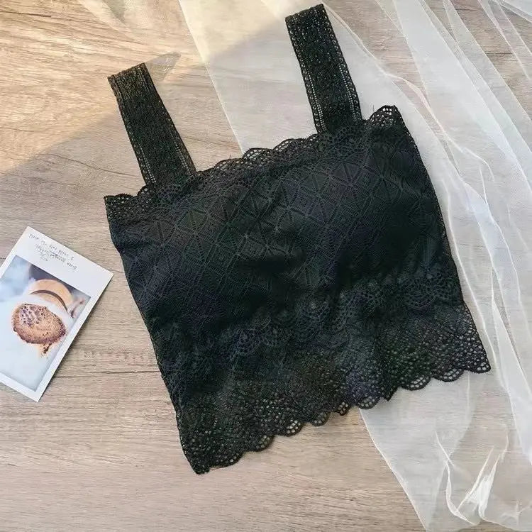 Summer Sexy Lace Camisole Tank Tops Women Beautiful Back Top Lady Seamless Hollow Out Elastic with Chest Pads Woman Clothing bubbles jewelry and loan