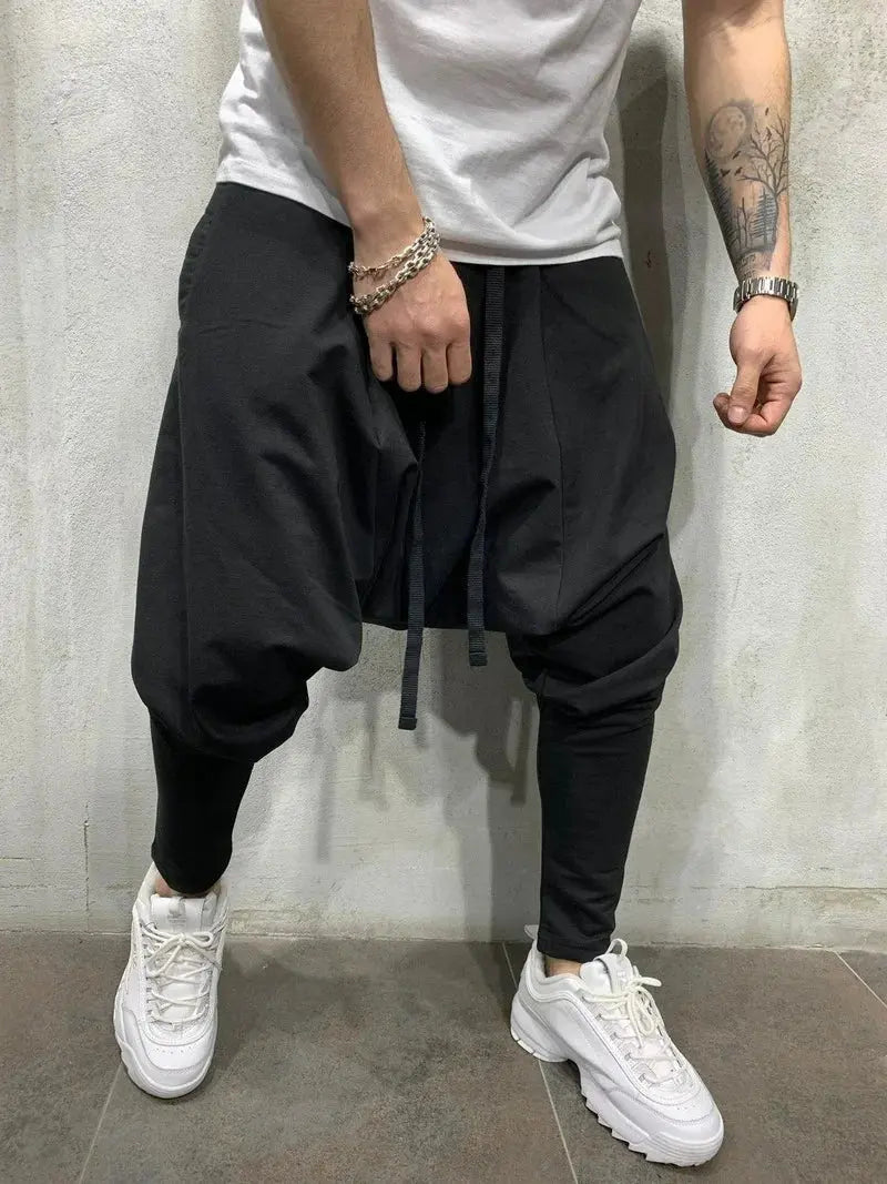 Mens Clothing 2025 Men's New Hip-hop Trend Trousers European American Loose Solid Color Feet Street Sports Casual Harem Pants bubbles jewelry and loan