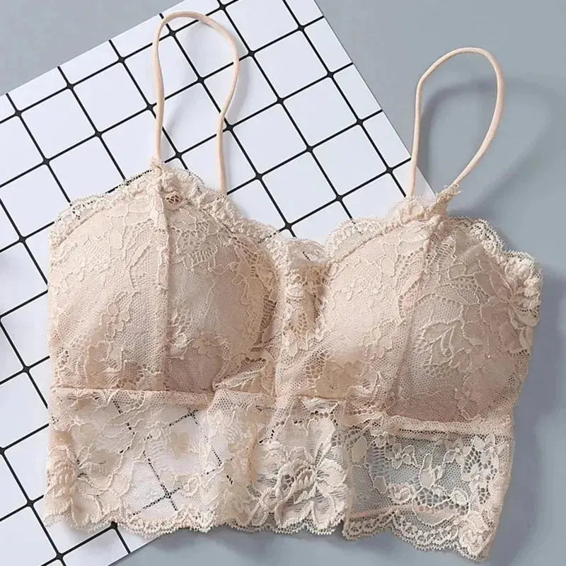 Summer Women Lace Sexy Top Sun Sleeveless Tops padded Bralette Bra Bustier Zipper Back Club Crop Tank lingerie женское белье bubbles jewelry and loan