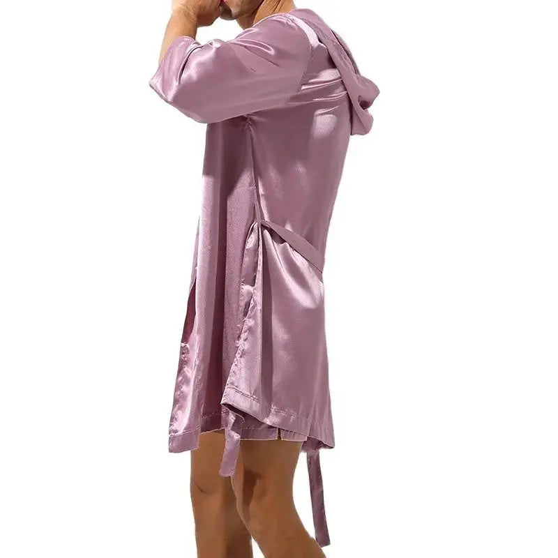 Men's Sleepwear Robe Night Clothes Silk Kimono Bathrobe Men Hooded Szlafrok Pajamas Peignoir Sleeve Ropa Sexy Hombre Man's Gown bubbles jewelry and loan