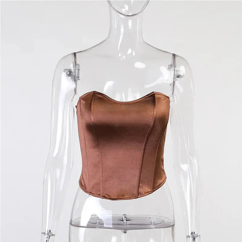 Sexy Women Tube Tops Solid Sleeveless Slim Skinny Corset Cropped Top 2024 Summer Casual Elegant Female Strapless Vest bubbles jewelry and loan