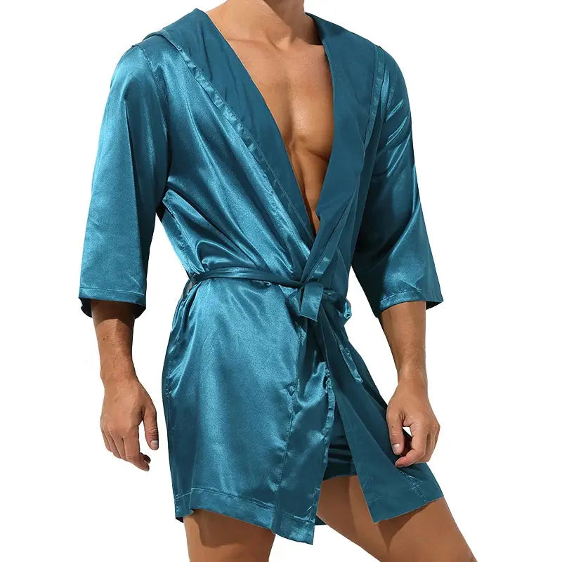 Men's Sleepwear Robe Night Clothes Silk Kimono Bathrobe Men Hooded Szlafrok Pajamas Peignoir Sleeve Ropa Sexy Hombre Man's Gown bubbles jewelry and loan