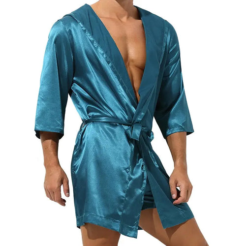 Men's Sleepwear Robe Night Clothes Silk Kimono Bathrobe Men Hooded Szlafrok Pajamas Peignoir Sleeve Ropa Sexy Hombre Man's Gown bubbles jewelry and loan