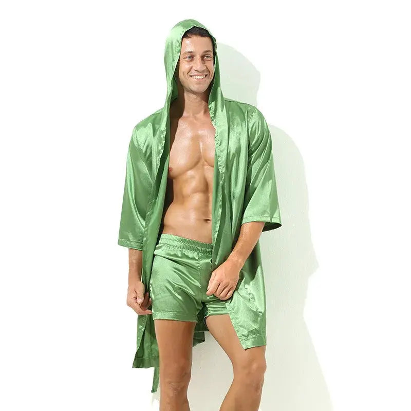 Men's Sleepwear Robe Night Clothes Silk Kimono Bathrobe Men Hooded Szlafrok Pajamas Peignoir Sleeve Ropa Sexy Hombre Man's Gown bubbles jewelry and loan