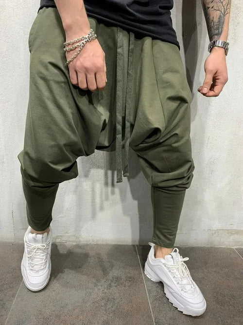 Mens Clothing 2025 Men's New Hip-hop Trend Trousers European American Loose Solid Color Feet Street Sports Casual Harem Pants bubbles jewelry and loan