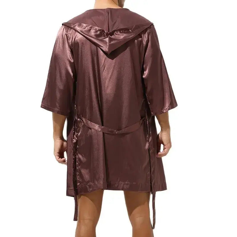 Men's Sleepwear Robe Night Clothes Silk Kimono Bathrobe Men Hooded Szlafrok Pajamas Peignoir Sleeve Ropa Sexy Hombre Man's Gown bubbles jewelry and loan