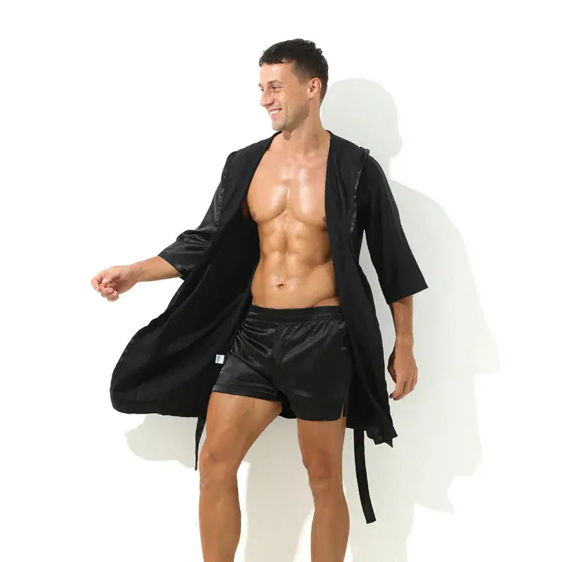 Men's Sleepwear Robe Night Clothes Silk Kimono Bathrobe Men Hooded Szlafrok Pajamas Peignoir Sleeve Ropa Sexy Hombre Man's Gown bubbles jewelry and loan