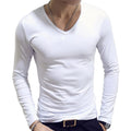 Mens Clothing Fashion V Neck Slim Fit T-shirt Long Sleeve Simple Classic Style Undershirt Casual Solid Color Tees Tops bubbles jewelry and loan