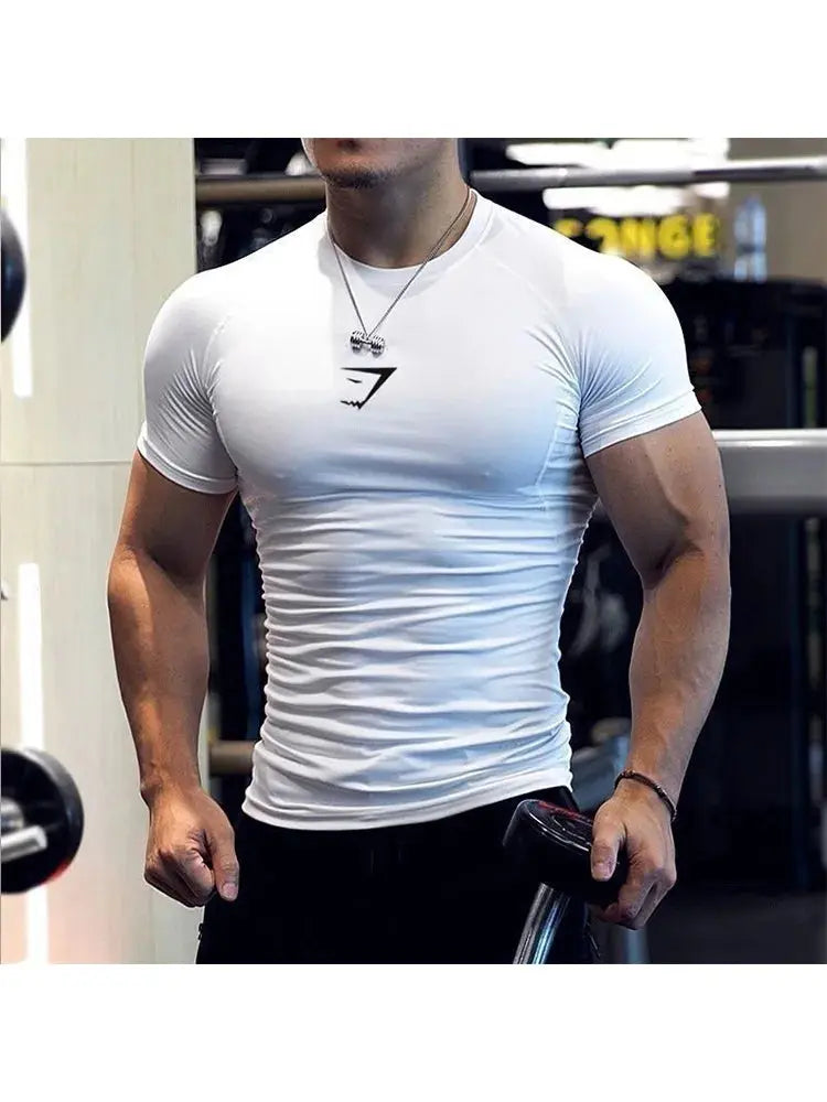 Men's fitness clothes, short sleeved tight fitting clothes, running sports tops, base shirts, casual short sleeved T-shirts bubbles jewelry and loan