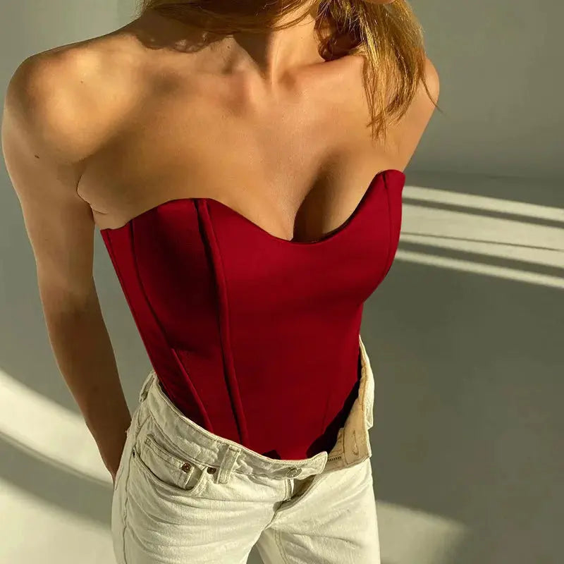 Sexy Women Tube Tops Solid Sleeveless Slim Skinny Corset Cropped Top 2024 Summer Casual Elegant Female Strapless Vest bubbles jewelry and loan