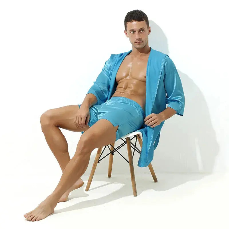 Men's Sleepwear Robe Night Clothes Silk Kimono Bathrobe Men Hooded Szlafrok Pajamas Peignoir Sleeve Ropa Sexy Hombre Man's Gown bubbles jewelry and loan